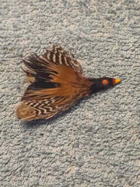 Vintage Mid Century Real Feather Bird Brooch Pin Japan West Germany 1950s 1960s
